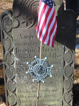 Headstone of Joseph Miller in the Fuller Cemetery